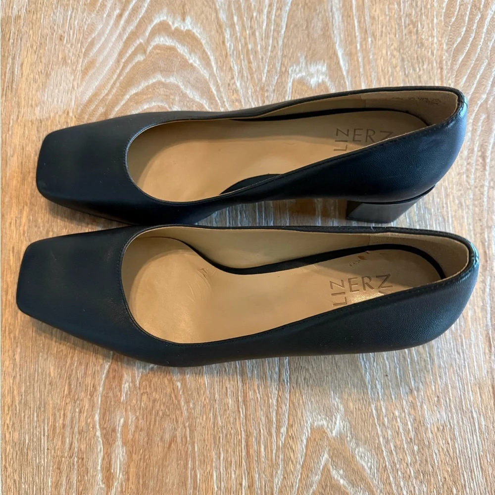 NATURALIZER “Karina” Black Leather Square Toe Block Heel‎ Pumps Women’s Size 7.5